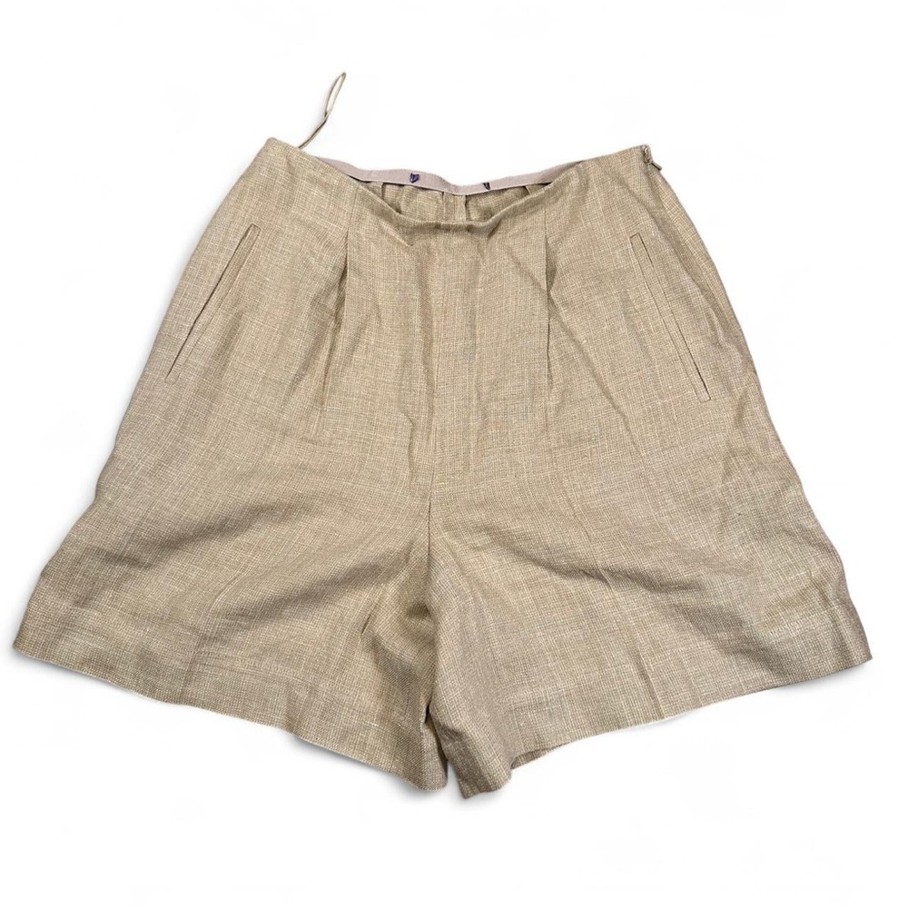 Ralph‎ Lauren Purple Label Women’s Beige Tweed Plaid Shorts Size 26”